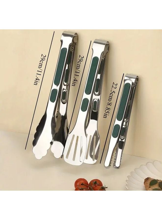 3pcs Stainless Steel Food Clips With Silicone Handles For BBQ Buffet Steak - Image 3